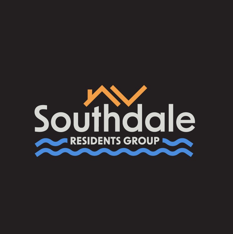 the words Southdale Residents Group on a black background.